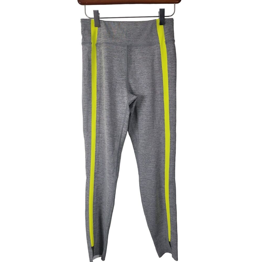 Zyia Leggings‎ 4 Womens Grey Yellow Striped Mid Rise Skinny Athleisure Workout